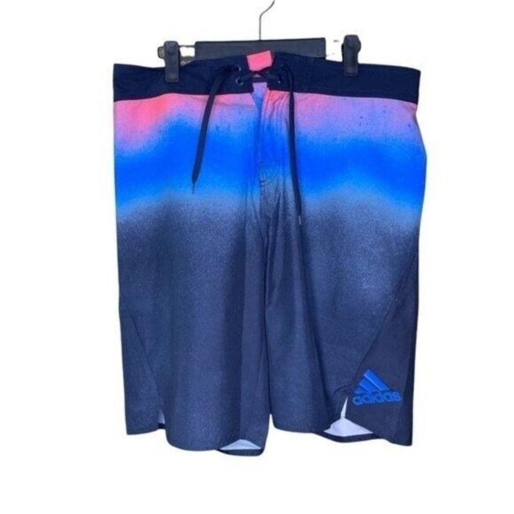Adidas Mens Board Shorts Pink Blue Navy Gradient Swim Trunks Size 28 NWT